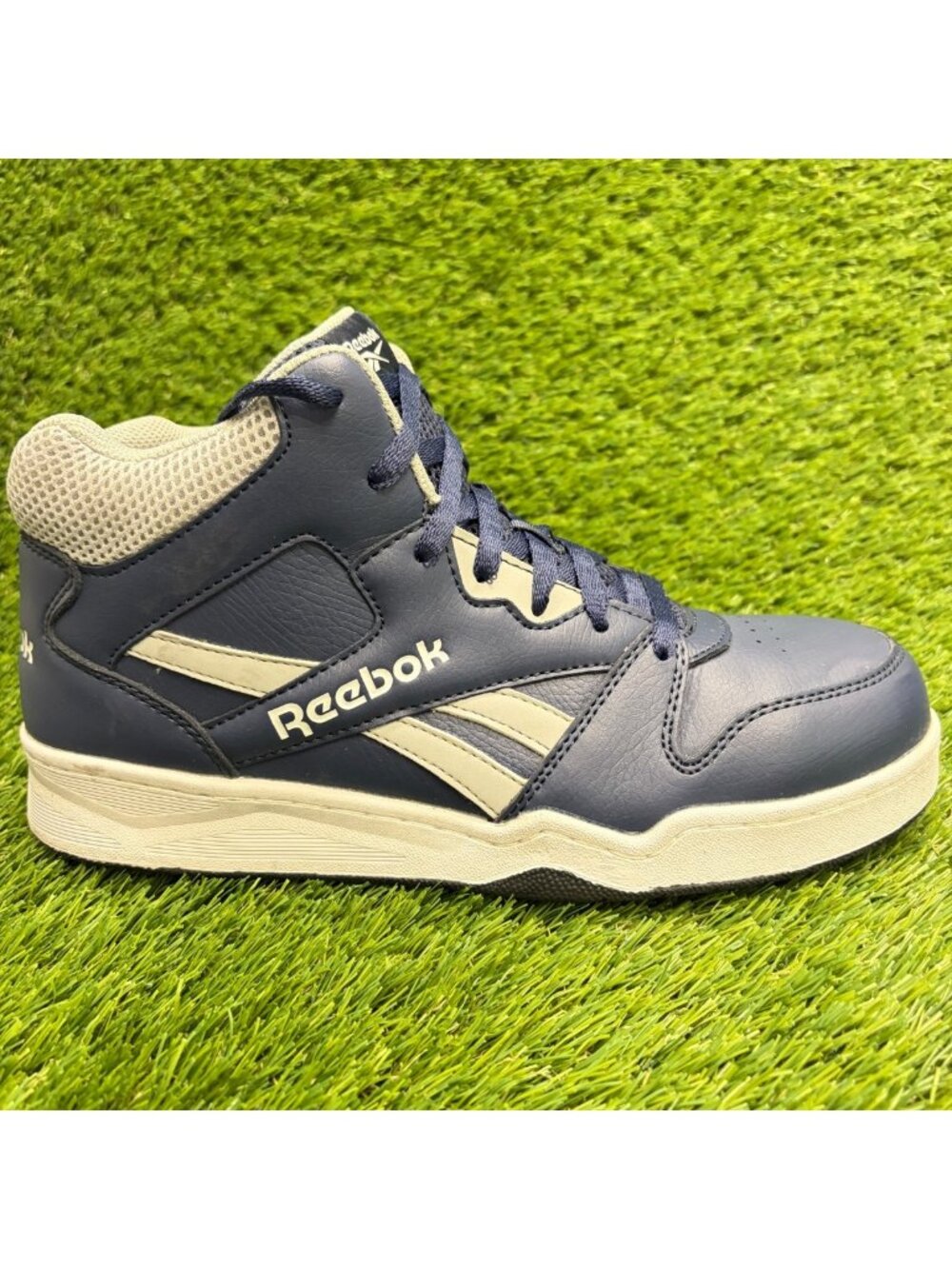 Reebok BB4500 Hi Mens Size 8.5E Blue Leather Composite Toe Safety Work Shoes